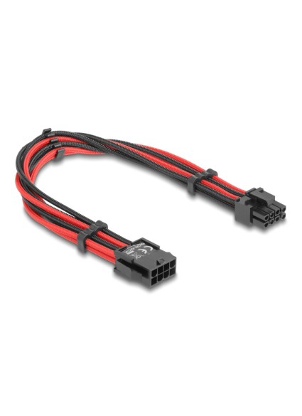 DELOCK καλώδιο 8 pin σε 6+2 pin PCIe 80975 με υφασμάτινη επένδυση, 30cm