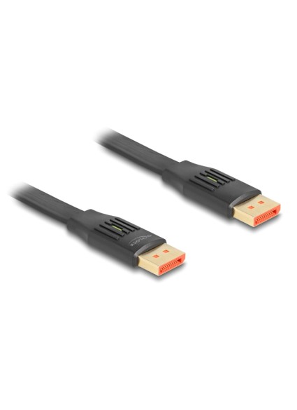 DELOCK καλώδιο DisplayPort 81006, flat, 8K/60Hz 32.4 Gbps HDR, 2m, μαύρο