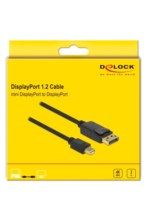 DELOCK καλώδιο mini DisplayPort σε DisplayPort 82438, 4K/60Hz, 2m, μαύρο