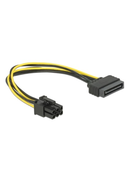 DELOCK καλώδιο τροφοδοσίας SATA 15-pin σε 6-pin PCI Express 82924, 20cm