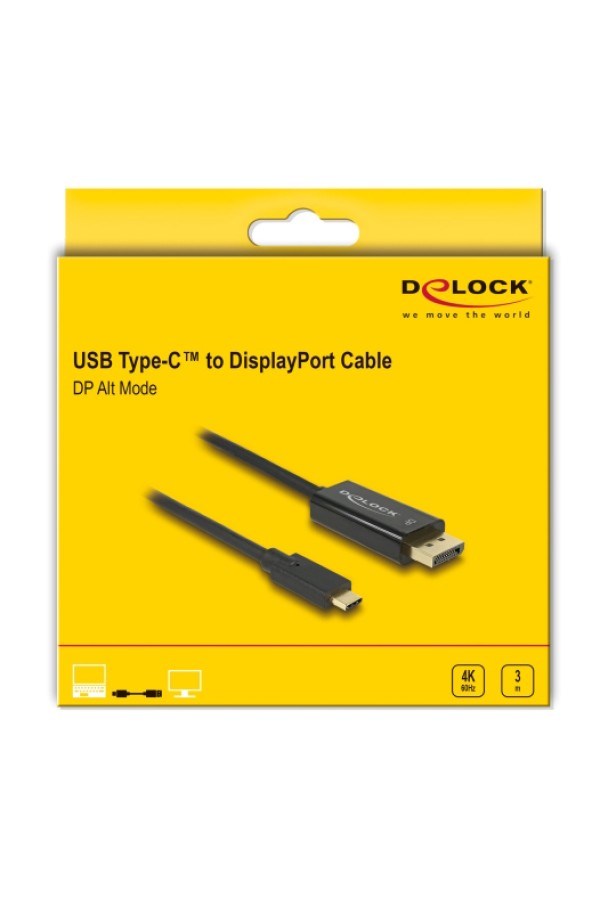 DELOCK καλώδιο USB-C σε DisplayPort 85257, DP Alt Mode, 4K/60Hz, 3m, μαύρο