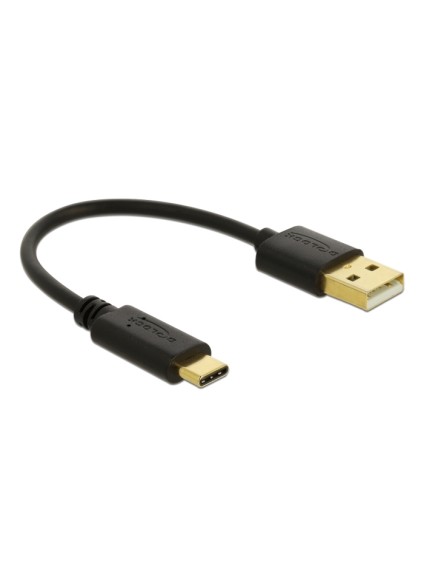 DELOCK καλώδιο USB σε USB-C 85354, 15W, 22AWG, 0.15m, μαύρο