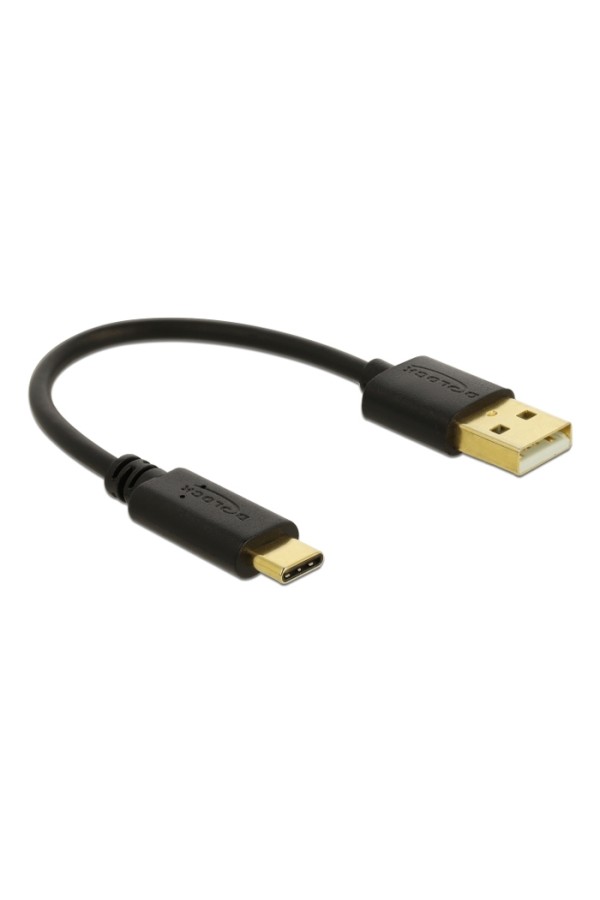 DELOCK καλώδιο USB σε USB-C 85354, 15W, 22AWG, 0.15m, μαύρο
