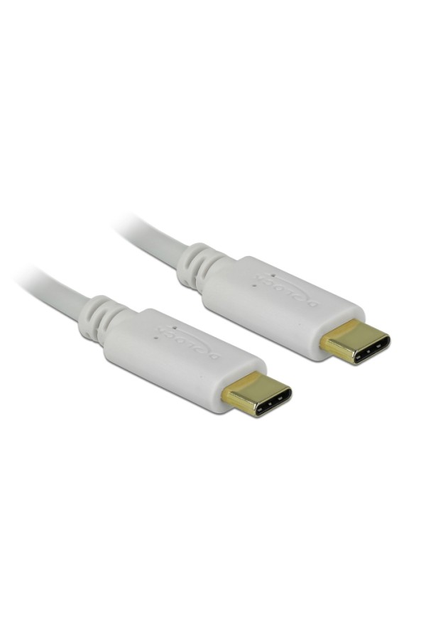 DELOCK καλώδιο USB-C 85357, 100W PD, 5A, 15cm, E-Marker, λευκό