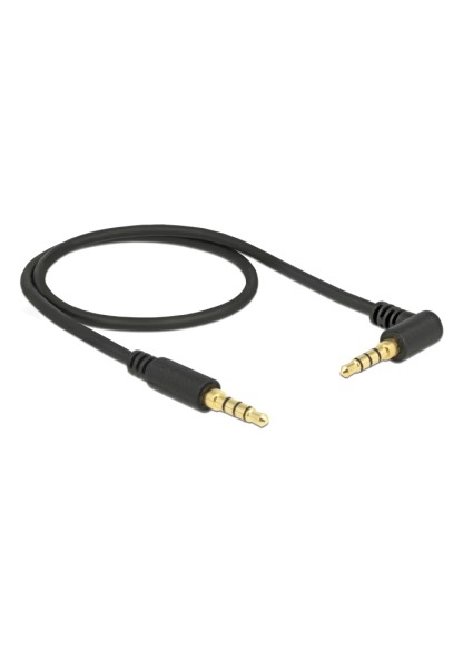 DELOCK καλώδιο Jack stereo σε Jack stereo 4pin 3.5mm, 90°, μαύρο, 0.5m