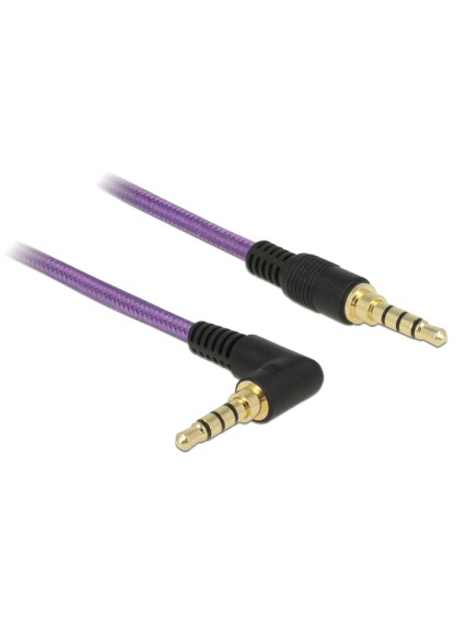 DELOCK καλώδιο Jack stereo σε Jack stereo 4pin 3.5mm, 90°, μωβ, 1m