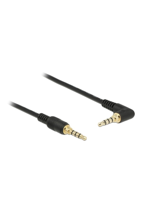 DELOCK καλώδιο 3.5mm 85613, γωνιακό, 24AWG, gold plated, 2m, μαύρο