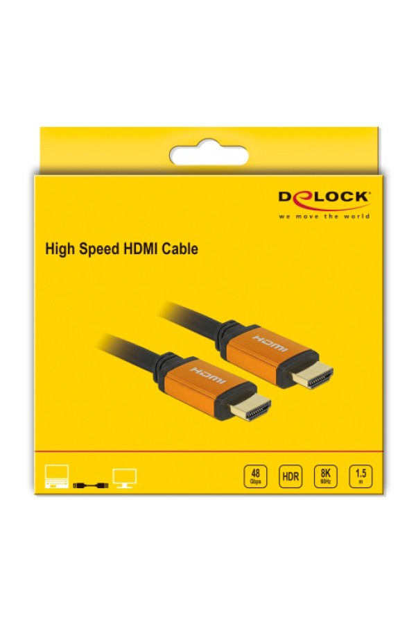 DELOCK καλώδιο HDMI 85728, 8K/60Hz, 48 Gbps, eARC, HDR, 1.5m, μαύρο