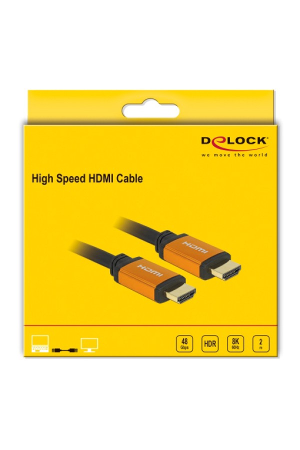 DELOCK καλώδιο HDMI 85729, 8K/60Hz, 48 Gbps, eARC, HDR, 2m, μαύρο