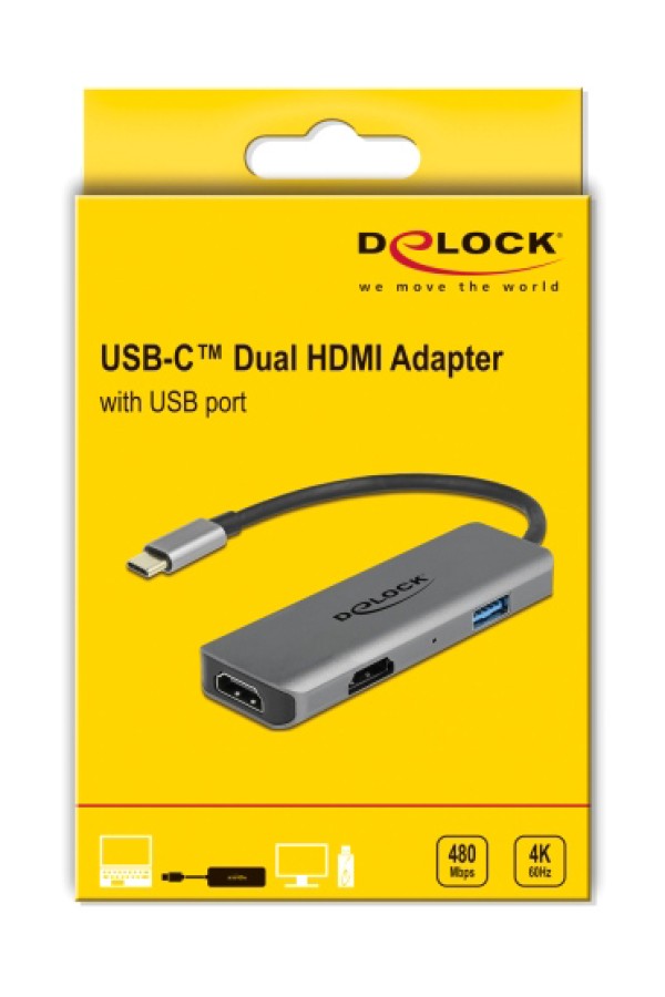 DELOCK docking station 87780, 3 θυρών, USB-C σύνδεση, 4K, MST, γκρι