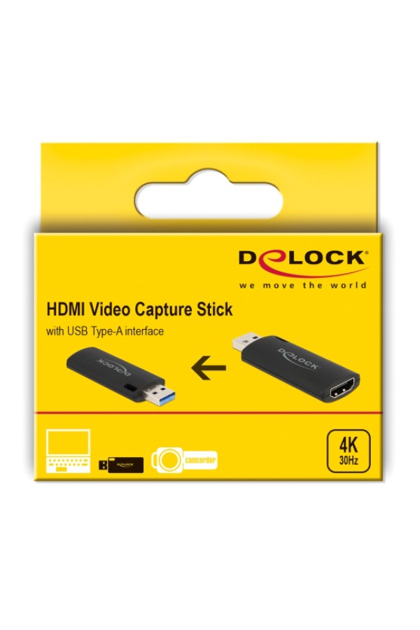 DELOCK video capture 88307, HDMI/USB σύνδεση, 4K/30Hz, μαύρο