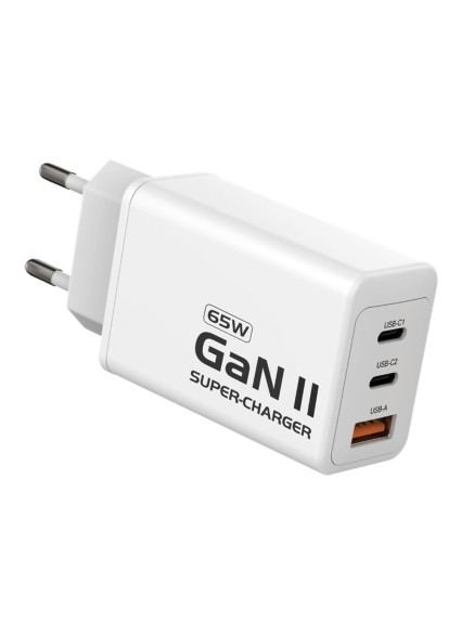 MAXBALL Charger T826 GaN II 3-Ports USB 65W White