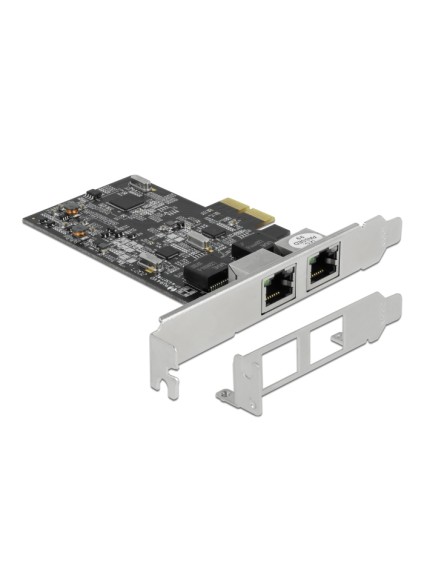 DELOCK κάρτα επέκτασης PCIe x2 σε 2x RJ45 89530, 2.5 Gbps, low profile