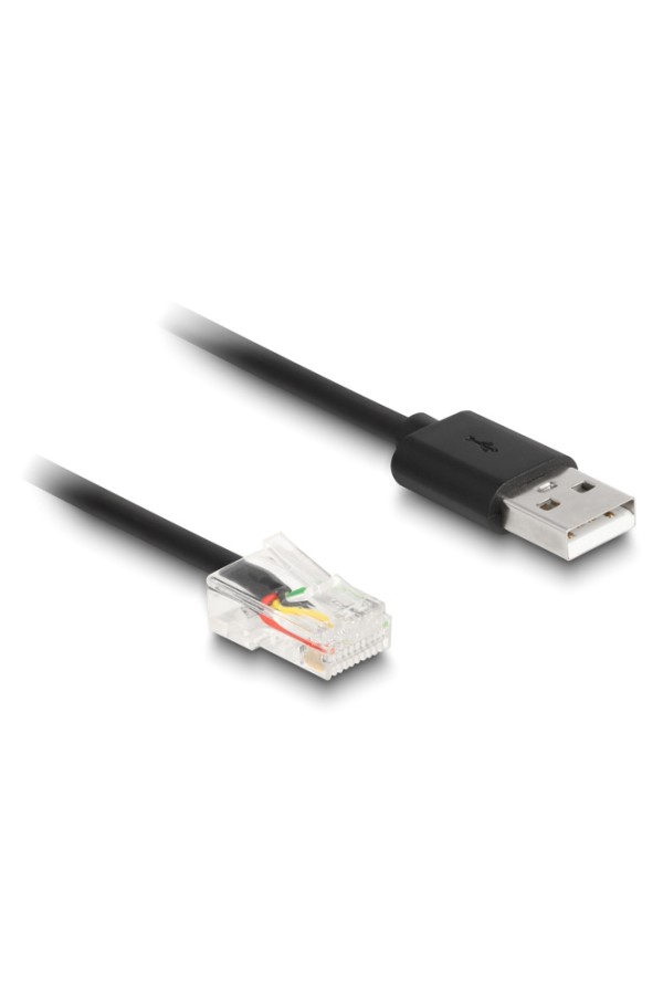 DELOCK καλώδιο USB σε RJ50 90602 για barcode scanner, spiral, 2m, μαύρο