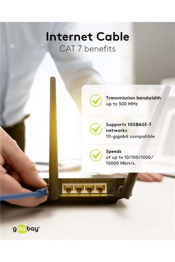 GOOBAY καλώδιο δικτύου 91572, CAT 7 S/FTP, copper, 10Gbps, 0.25m, μαύρο