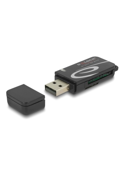 DELOCK card reader 91602 για SD & micro SD, USB, 480Mbps, μαύρο