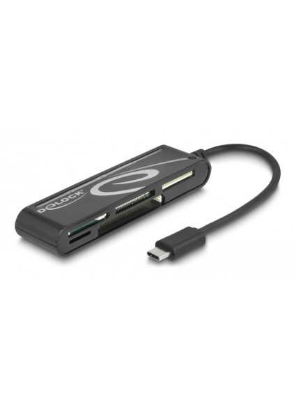 DELOCK card reader 91739 για micro SD/SD/CF/MS/xD, USB-C, μαύρο