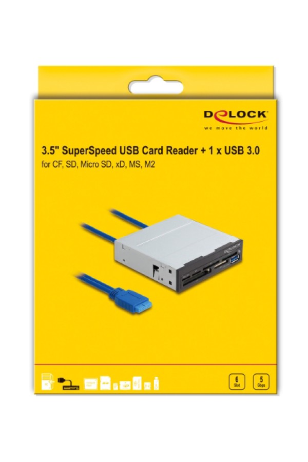 DELOCK USB 19-pin card reader 91759, CF/SD/micro SD/xD/MS/M2/USB, 5Gbps