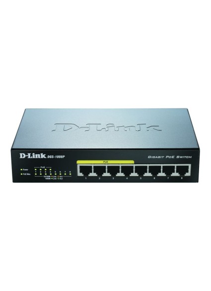 D-LINK SWITCH DGS-1008P 8-port 10/100/1000Mbps 4 PoE Ports