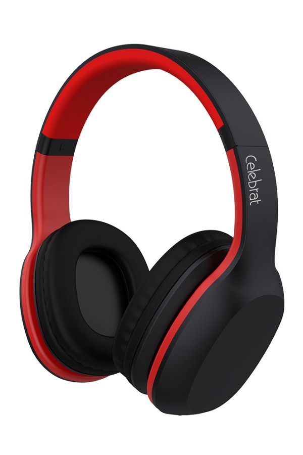 CELEBRAT Bluetooth headphones A18-BKRD, wireless & wired, μαύρο-κόκκινο