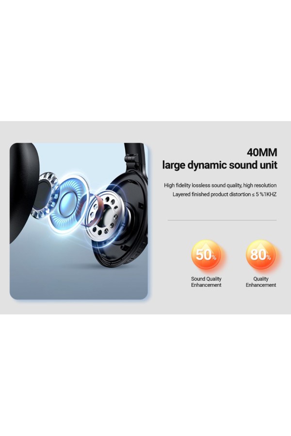 CELEBRAT headphones A33, ασύρματα & ενσύρματα, ANC, 40mm, 300mAh, μαύρα