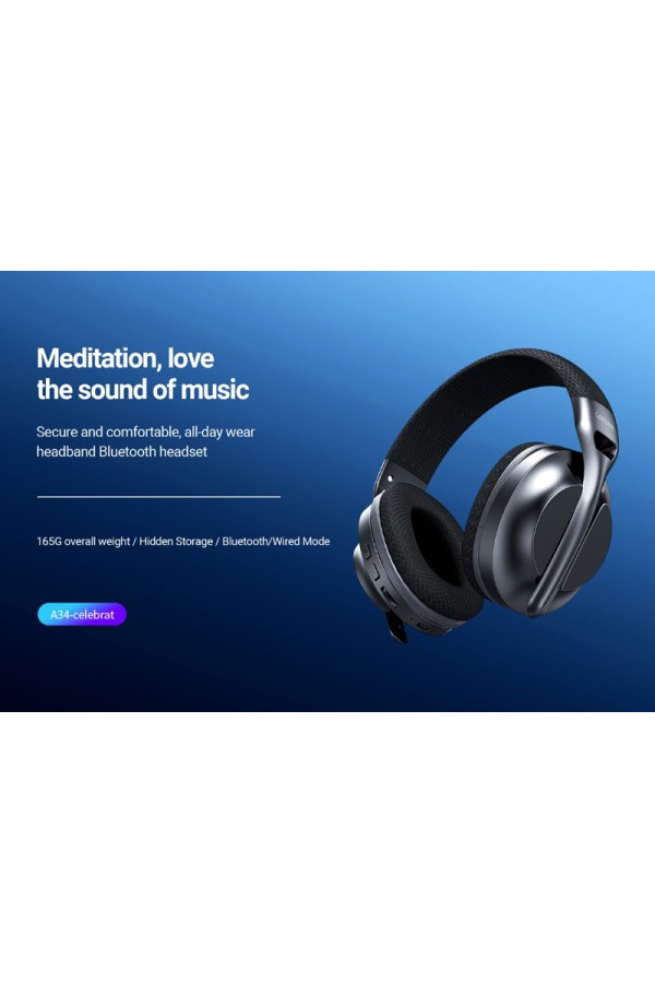 CELEBRAT headphones A34, ασύρματα & ενσύρματα, 40mm, 300mAh, μαύρα