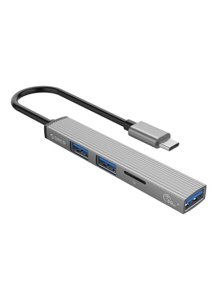 ORICO USB hub AH-12F με card reader, 3 θυρών, 5Gbps, USB-C σύνδεση, γκρι