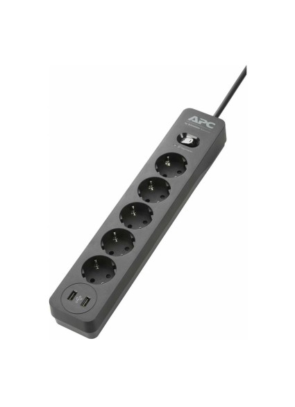 APC Essential SurgeArrest 5 Outlet + USB-A Black 230V (PME5U2B-GR) (APCPME5U2B-GR)