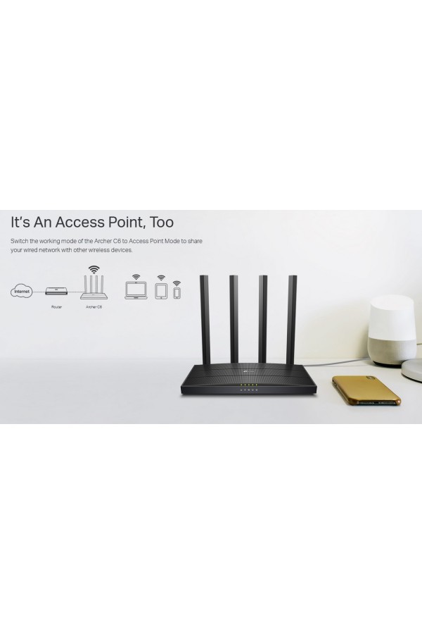 TP-LINK Router Archer C6, Wi-Fi 1200Mbps AC1200, MU-MIMO, Ver. 4.0