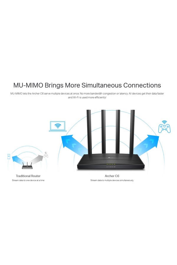 TP-LINK Router Archer C6, Wi-Fi 1200Mbps AC1200, MU-MIMO, Ver. 4.0