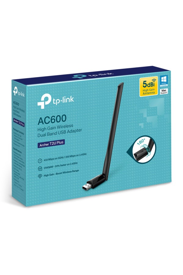 TP-LINK ασύρματος USB αντάπτορας δικτύου Archer T2U Plus, 600Mbps, V.1