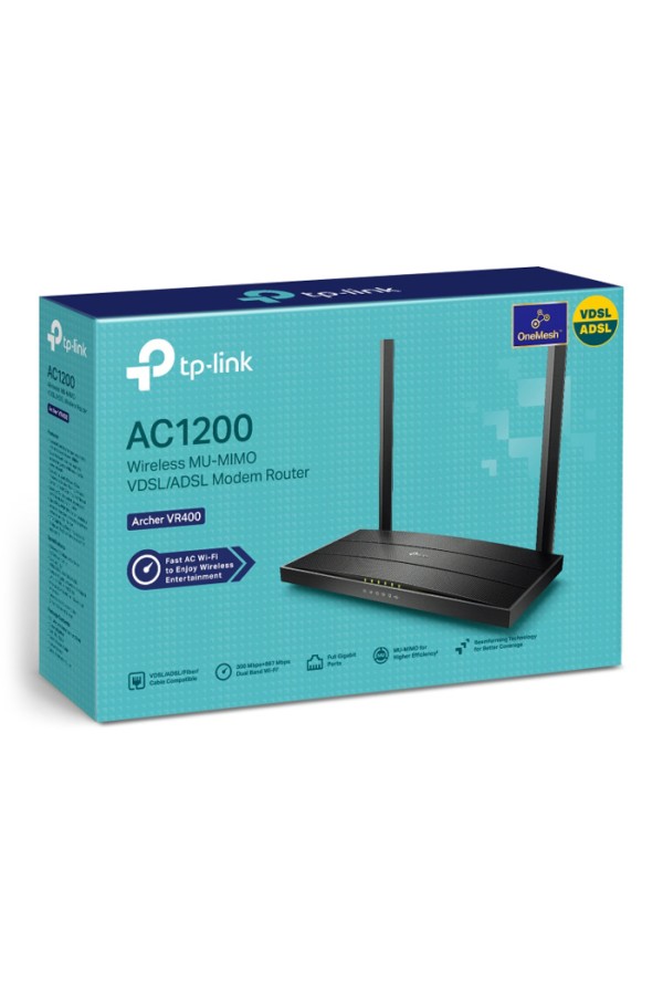 TP-LINK Modem/Router Archer VR400, VDSL/ADSL, 1200Mbps AC1200, Ver. 3.0