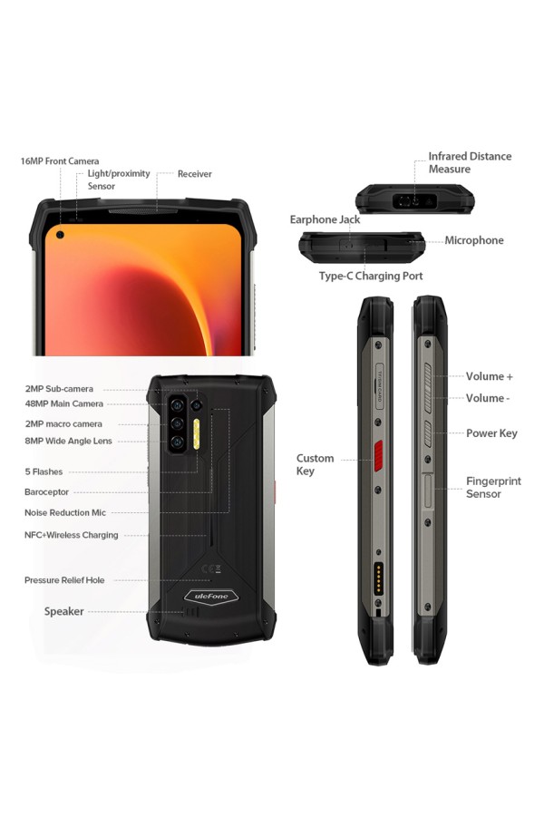 ULEFONE Smartphone Power Armor 13, IP68/IP69K, 6.81