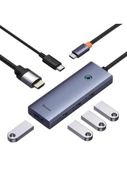 Baseus 6in1 Hub  Ultrajoy USB-C Do HDMI4k@60hz+4xUSB 3.0+pd Space Grey (B00052807813-01) (BASB00052807813-01)