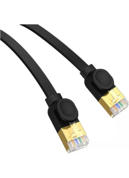 Baseus Καλώδιο Δικτύου Ethernet RJ45 CAT 7 UTP Flat 2m Μαύρο (B00133207111-02) (BASB00133207111-02)