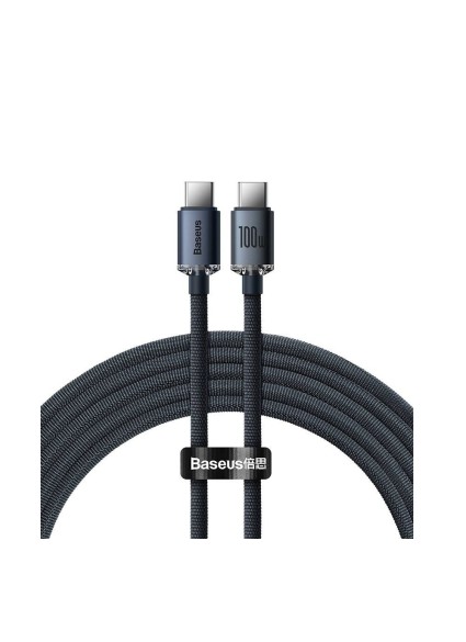 Baseus Crystal Shine Braided USB 2.0 Cable USB-C male - USB-C male Μαύρο 1.2m (CAJY000601) (BASCAJY000601)