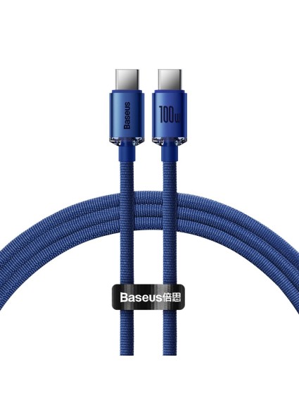 Baseus Crystal Shine Braided USB 2.0 Cable USB-C male - USB-C male Μπλε 1.2m (CAJY000603) (BASCAJY000603)