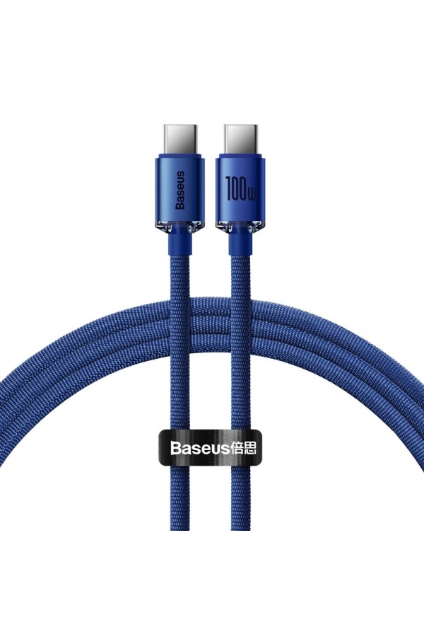 Baseus Crystal Shine Braided USB 2.0 Cable USB-C male - USB-C male Μπλε 1.2m (CAJY000603) (BASCAJY000603)