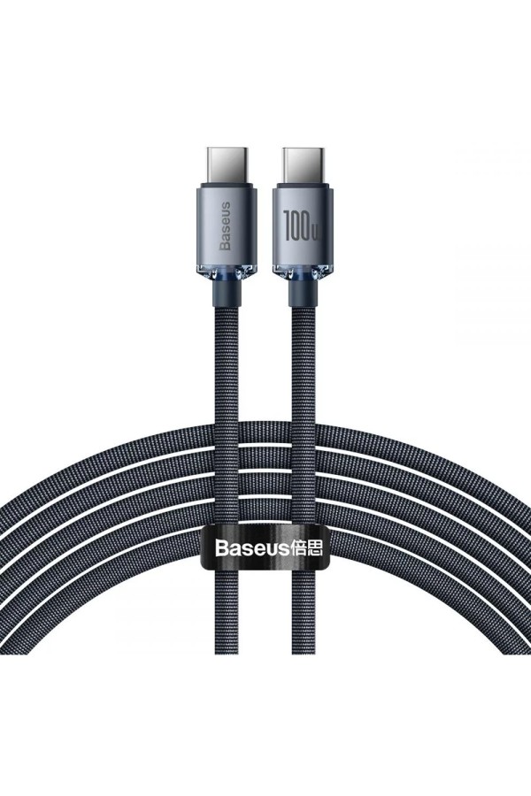 Baseus Crystal Shine Braided USB 2.0 Cable USB-C male - USB-C male Black 2m (CAJY000701) (BASCAJY000701)