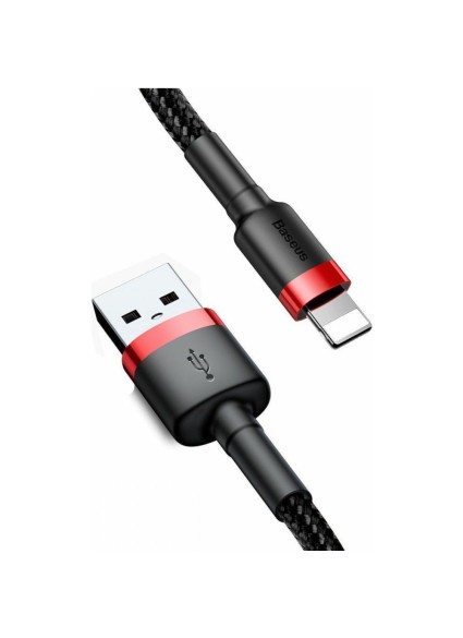 Baseus Cafule Braided USB to Lightning Cable Black/Red 2m (CALKLF-C19) (BASCALKLF-C19)