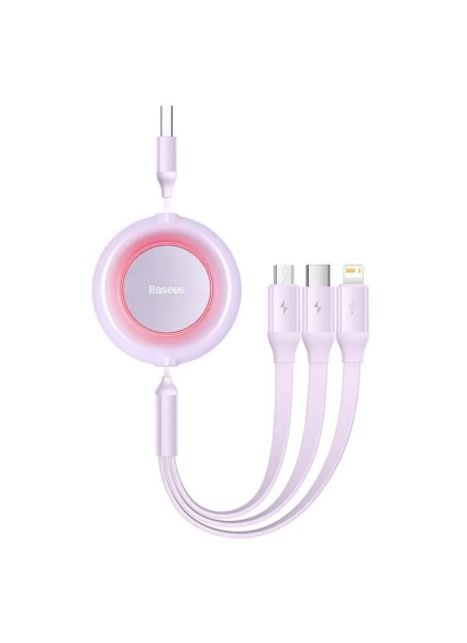 Baseus Καλώδιο USB 3σε1 για MicroUSB/USB-C/Lightning Bright Mirror 2 1.1m Λιλά (CAMJ010005) (BASCAMJ010005)