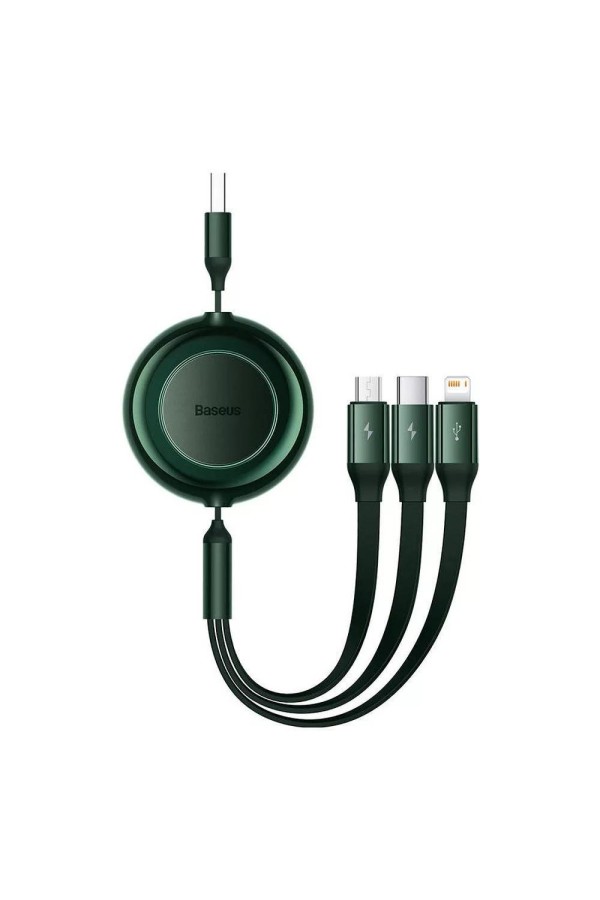 Baseus Bright Mirror 2 Flat / Retractable USB to Lightning / Type-C / micro USB Cable 3.5A Πράσινο 1.1m (CAMJ010006) (BASCAMJ010006)