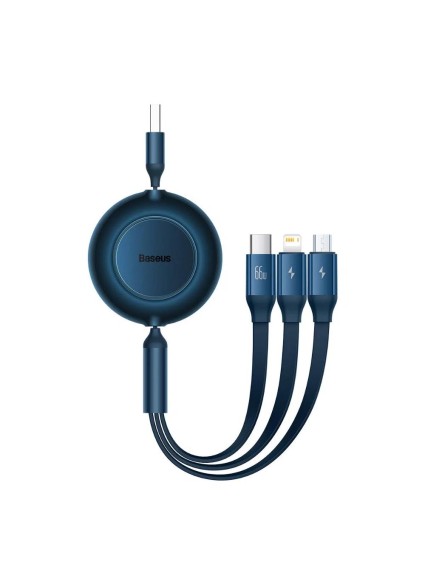 Baseus Καλώδιο USB 3σε1 για MicroUSB/USB-C/Lightning Bright Mirror 3 66W/2A 1.1m Μπλε (CAMJ010103) (BASCAMJ010103)