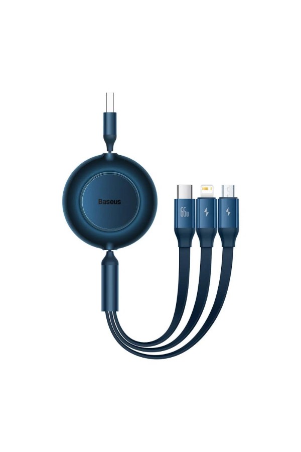 Baseus Καλώδιο USB 3σε1 για MicroUSB/USB-C/Lightning Bright Mirror 3 66W/2A 1.1m Μπλε (CAMJ010103) (BASCAMJ010103)