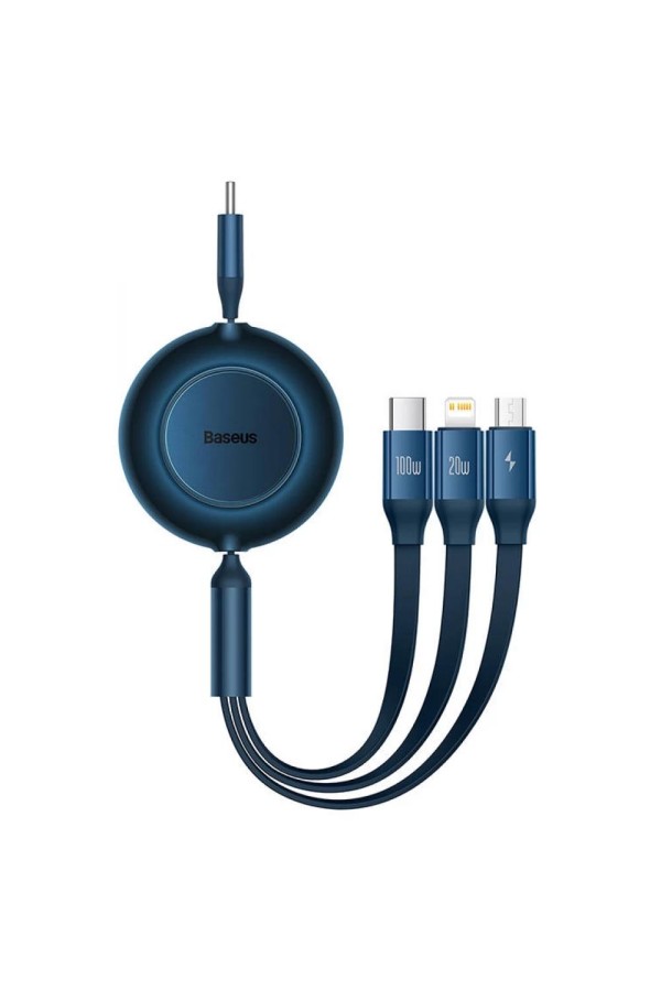 Baseus Καλώδιο USB 3σε1 για MicroUSB/USB-C/Lightning Bright Mirror 4 100W/3.5A 1.1m Μπλε (CAMJ010203) (BASCAMJ010203)