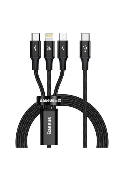 Baseus Rapid Series 3-in-1 cable USB-C For M+L+T 20W 1.5m Black (CAMLT-SC01) (BASCAMLT-SC01)