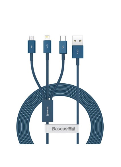 Baseus Superior Series Regular USB to micro USB / Type-C / Lightning Cable 3.5A Blue 1.2m (CAMLTYS-03) (BASCAMLTYS-03)