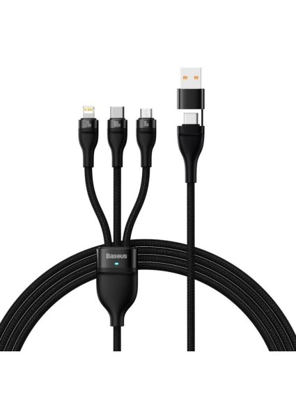 Baseus Flash Series II Braided USB to micro USB / Type-C / Lightning Cable Μαύρο 1.2m (CASS030101) (BASCASS030101)
