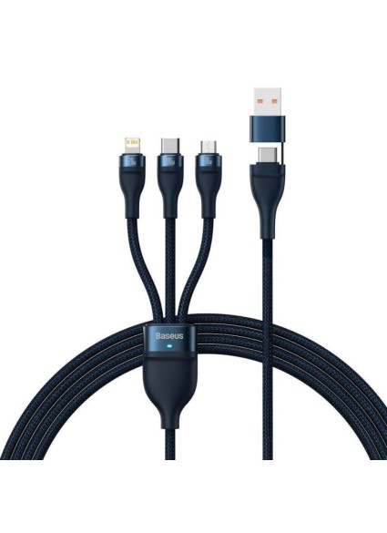 Baseus Flash Series II Braided USB to Type-C / micro USB / Lightning Cable Μπλε 1.2m (CASS030103) (BASCASS030103)