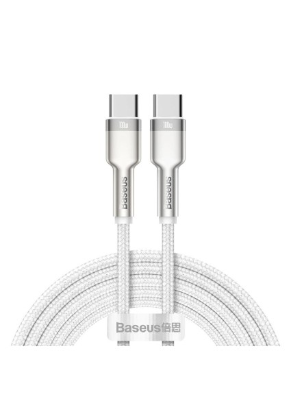 Baseus Cafule Metal Braided USB 2.0 Cable USB-C male - USB-C male Λευκό 2m  (CATJK-D02) (BASCATJK-D02)